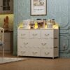 WLIVE Led Dresser for Bedroom, White Dresser TV Stand for Bedroom with LED Lights and Power Outlet, Wide Chest of Drawers for Hallway, 8 Fabric Drawers for Living Room and Entryway, Easy to Assemble - Image 7