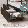 Rolanstar Metal Bunk Bed Full Over Full with USB Charging Station, LED Bunk Bed with 2 Storage Drawers, Bed with Safety Guardrail & Ladders, No Box Spring Needed, Easy Assembly, Black - Image 6