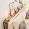 SUPERJARE 5.9 Inch Narrow Console Table with Outlet, Sofa Table Set of 2, Total Length 78.8'', Behind Couch Table, Long Entryway Tables with Charging Station, for Living Room, Hallway, Rusitc Brown - Image 2