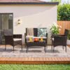 Homall 4 Pieces Outdoor Patio Furniture Sets Rattan Chair Wicker Set, Outdoor Indoor Use Backyard Porch Garden Poolside Balcony Furniture Sets Clearance (Brown and Beige) - Image 7