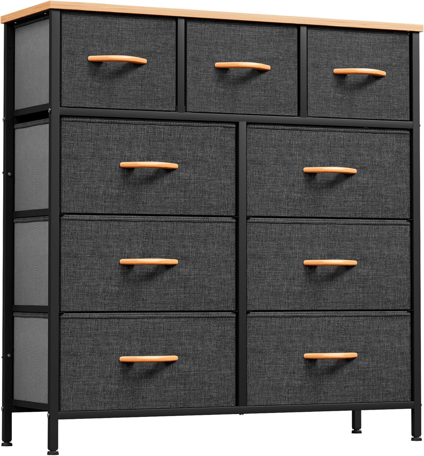 YITAHOME Dresser with 9 Drawers, Fabric Dresser for Bedroom, Living Room, Hallway, Closets (Dark Grey)