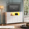 WLIVE White Dresser for Bedroom, TV Stand for Bedroom for 55 inch TV with Charging Station and LED Lights, Fabric Chest of Drawers with Open Shelves, 8 Drawers Dressers for Living Room, Closet - Image 7