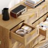 Rovaurx 9 Drawers Dresser for Bedroom, Boho Chest of Drawers with Metal Handles, Wooden Storage Organizer with Rattan Drawers for Closet, Living Room, Hallway, Natural RDG009M - Image 5