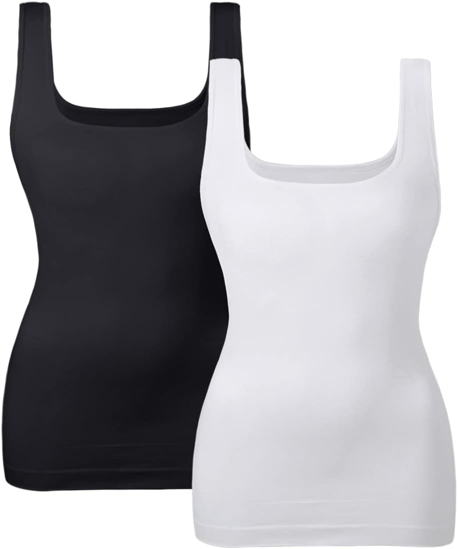 EUYZOU Women Tummy Control Shapewear Tank Tops Seamless Square Neck Compression Tops Slimming Body Shaper Camisole