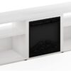 Furinno Jensen Open Storage Fireplace Entertainment Center for TV up to 70 Inch with Stainless Steel Tubes, White Oak/Chrome - Image 5