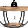 LITTLE TREE Round Coffee Table, 32" Circle Coffee Table for Living Room, 2-Tier Wood Accent Center Table with Open Storage Industrial Design Home Furniture (Wood Grain and Black) - Image 3