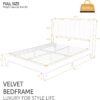 SHA CERLIN Full Bed Frame/Velvet Upholstered Platform Bed Frame with Headboard/Strong Wood Slats Support/Mattress Foundation/No Box Spring Needed/Easy Assembly/White - Image 2