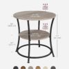 VASAGLE Side Table, Round End Table with 2 Storage Shelves for Living Room, Bedroom, Nightstand with Steel Frame for Small Spaces, Accent Coffee Table, Greige and Ink Black - Image 3