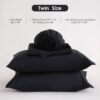 JSD Black Twin Sheet Set with Side Pocket Corner Straps, 3 Piece Soft Kids Microfiber Bed Sheets Extra Deep Pocket - Image 2