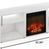 Furinno Jensen Open Storage Fireplace Entertainment Center for TV up to 70 Inch with Stainless Steel Tubes, White Oak/Chrome - Image 8