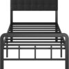 16 Inch Twin XL Bed Frames with Upholstered Headboard and Metal Footboard, XL Twin Platform Bed Frame with Metal Slat Support, No Box Spring Needed, Noise Free, Black - Image 8