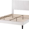 SHA CERLIN Full Bed Frame/Velvet Upholstered Platform Bed Frame with Headboard/Strong Wood Slats Support/Mattress Foundation/No Box Spring Needed/Easy Assembly/White - Image 8