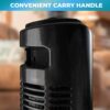 Comfort Zone Tower Fan for Bedroom, 32 inch, 3 Speeds, 90 Oscillation, Bladeless Indoor Fan, Built in Carry Handle, Portable Stand Fan, Black - Image 5