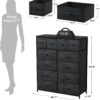 EnHomee Black Dresser for Bedroom with 12 Drawers Dressers & Chests of Drawers for Bedroom, Fabric Storage Dresser,11.9" D x 40.7" W x 43.8" H - Image 5