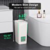 N. NETDOT 3 Pack 10L / 2.6 Gallon Small Trash Can with Lid, Bathroom Garbage Can with Pop-Up Lid, Waste Basket for Bathroom, Kitchen, Bedroom, Powder Room, Craft Room, Office, College (Off White) - Image 2