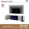 VanAcc 70" Fireplace TV Stand with 36" Electric Fireplace, High Gloss Entertainment Center with LED Lights, Modern Entertainment Stand for TVs up to 80", White&Black - Image 6