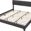 Allewie King Size Bed Frame with Adjustable Headboard, Faux Leather Platform Bed with Wood Slats, Heavy Duty Mattress Foundation, No Box Spring Needed, Noise-Free, Easy Assembly, Black - Image 8
