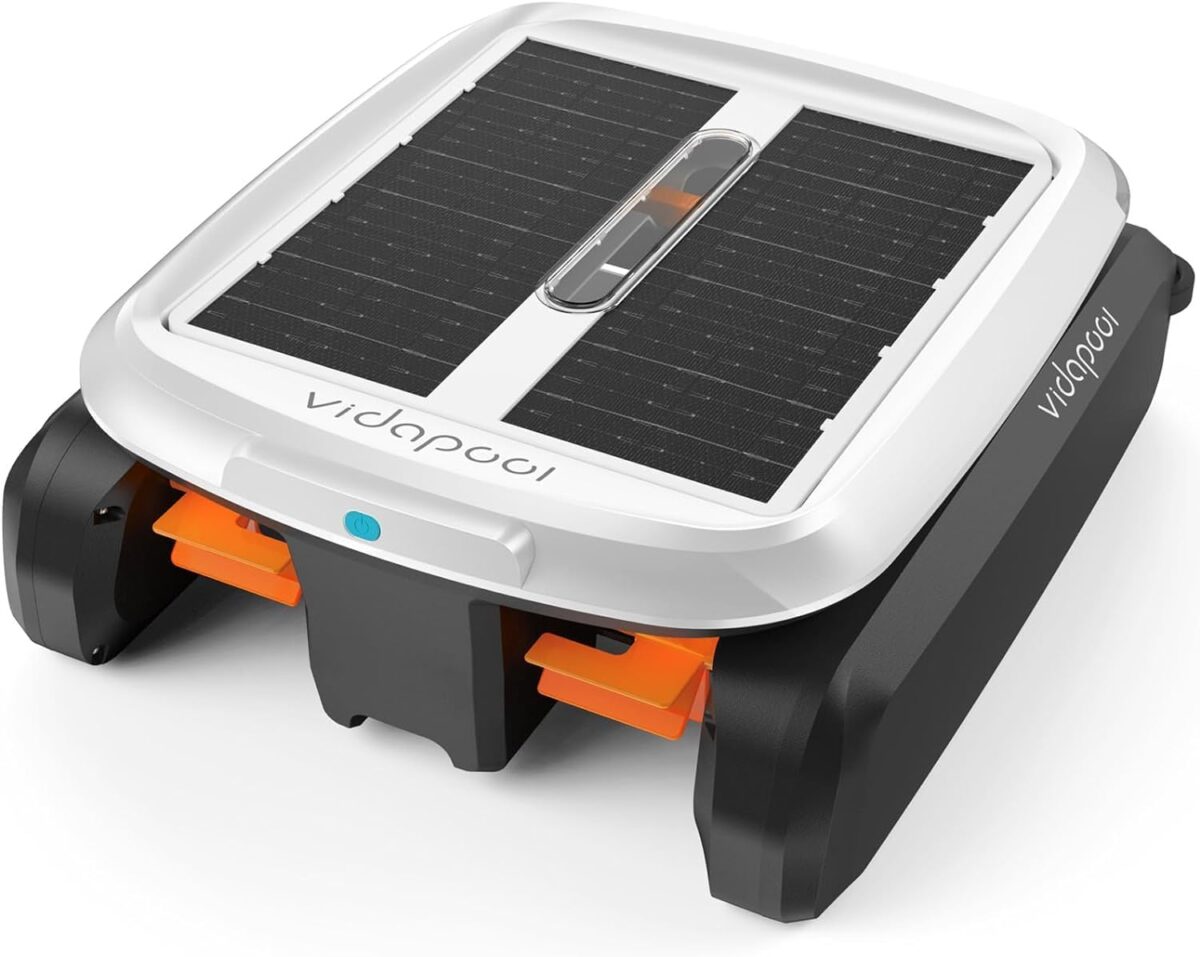 Solar Powered Automatic Robotic Pool Skimmer Cleaner,Solar Pool Surface Cleaner Dual Mode with Obstacle Avoidance Daytime ＆ Overnight Continuous Cleaning Ideal for All Swimming Pool-White