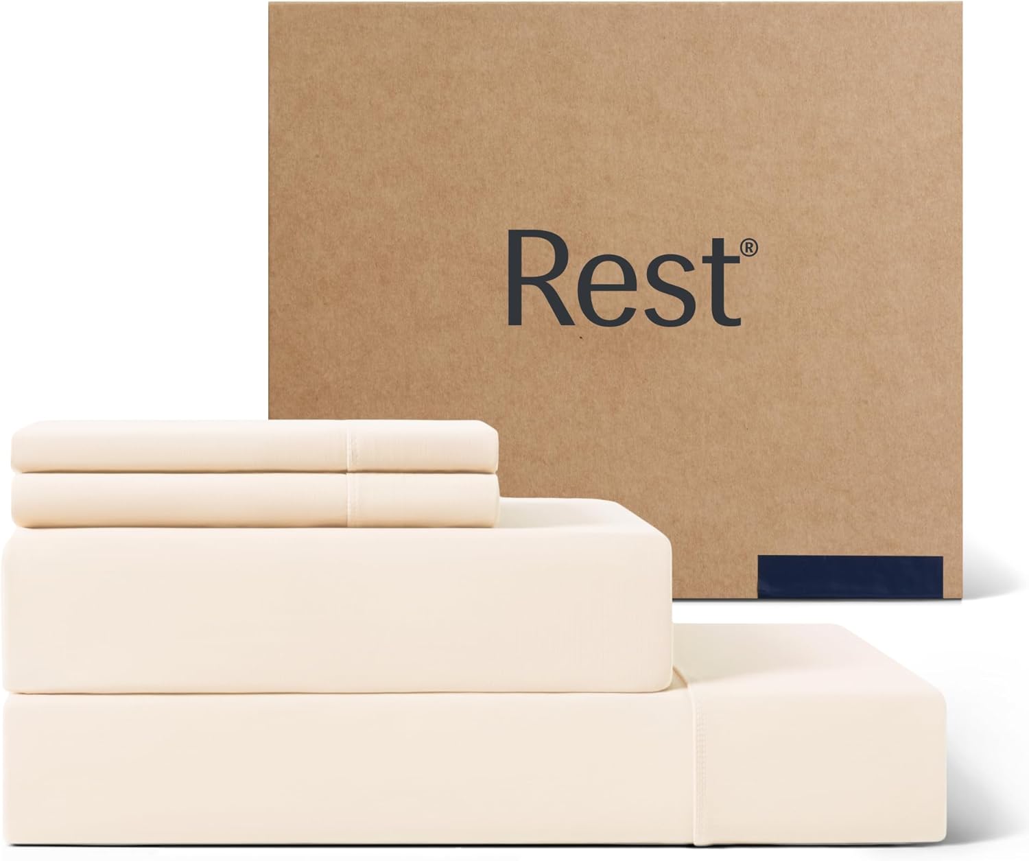 REST® Evercool®+ Cooling Sheet Set, King Size, Snow Ivory, Breathable Bed Sheets for Hot Sleeper and Night Sweats, with Pillowcases, with Ionic+ Self-Cleaning Silver Yarn for Sensitive Skin, 4PCS