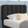 VECELO Twin Size Bed Frame with Upholstered Headboard, Velvet Platform Bedframe Mattress Foundation, Strong Wood Slat Support, No Box Spring Needed,Black - Image 3