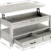 Rolanstar Coffee Table, Lift Top Coffee Table with Drawers and Hidden Compartment, Living Room Table with Wooden Lift Tabletop, for Living Room, Grey - Image 3