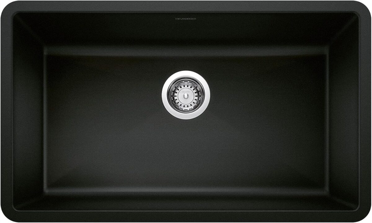 BLANCO Precis Super Single Kitchen Sink, Coal Black