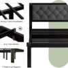 Feonase Full Size Metal Bed Frame, Heavy-Duty Platform Bed Frame with Linen Upholstered Headboard, 12" Storage Space, Steel Slats Support, No Box Spring Needed, Gray - Image 5