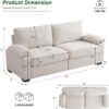 75" Couch for Living Room,3 Seater Sofa,Linen Fabric Deep Seat Couches with Upholstered Cushion and Storage Armrests for Small Space, Apartment(Beige) - Image 2