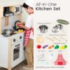 Tiny Land Play Kitchen for Kids, Wooden Kids Play Kitchen Playset Chef Pretend Play Set for Toddlers with Real Lights & Sounds, Toys Kitchen with 18 Pcs Toy Food & Cookware Accessories - Image 5