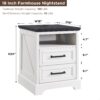 18" Farmhouse Nightstand with Charging Station,End Table with 2 Drawers Storage,Side Table,Bedside Cabinet for Bedroom,Living Room,White - Image 2
