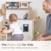 Tiny Land Play Kitchen for Kids, Wooden Kids Play Kitchen Playset Chef Pretend Play Set for Toddlers with Real Lights & Sounds, Toys Kitchen with 18 Pcs Toy Food & Cookware Accessories - Image 7