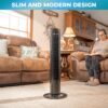 Comfort Zone Tower Fan for Bedroom, 32 inch, 3 Speeds, 90 Oscillation, Bladeless Indoor Fan, Built in Carry Handle, Portable Stand Fan, Black - Image 2