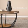 LITTLE TREE Round Coffee Table, 32" Circle Coffee Table for Living Room, 2-Tier Wood Accent Center Table with Open Storage Industrial Design Home Furniture (Wood Grain and Black) - Image 7