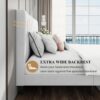 SHA CERLIN Full Bed Frame/Velvet Upholstered Platform Bed Frame with Headboard/Strong Wood Slats Support/Mattress Foundation/No Box Spring Needed/Easy Assembly/White - Image 5