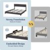 Allewie King Size Bed Frame with Adjustable Headboard, Faux Leather Platform Bed with Wood Slats, Heavy Duty Mattress Foundation, No Box Spring Needed, Noise-Free, Easy Assembly, Black - Image 6