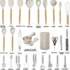 Kitchen Utensils Set- 35 PCs Cooking Utensils with Grater,Tongs, Spoon Spatula &Turner Made of Heat Resistant Food Grade Silicone and Wooden Handles Kitchen Gadgets Tools Set for Nonstick Cookware - Image 2