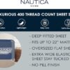 Nautica - King Sheets, Cotton Sateen Bedding, 400 Thread Count, Silky Smooth & Wrinkle Resistant (Regatta Navy, King) - Image 5