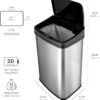 NINESTARS DZT-50-28 Automatic Touchless Motion Sensor Rectangular Trash Can, 13 Gal, Black Trim - Image 5