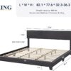 Allewie King Size Bed Frame with Adjustable Headboard, Faux Leather Platform Bed with Wood Slats, Heavy Duty Mattress Foundation, No Box Spring Needed, Noise-Free, Easy Assembly, Black - Image 2