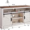 OKD Farmhouse TV Stand for 65+ Inch TV, 33" Tall Highboy Entertainment Center w/Sliding Barn Door, Rustic Media Console w/Storage Shelves, Wood Television Stand for Living Room, Antique White - Image 2