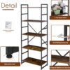 Shintenchi 2 Pieces 5 Tiers Bookshelf, Classically Tall Bookcase Shelf, Industrial Book Rack, Modern Book Holder in Bedroom/Living Room/Home/Office, Storage Rack Shelves for Books/Movies-Rustic Brown - Image 5