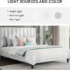 SHA CERLIN Full Bed Frame/Velvet Upholstered Platform Bed Frame with Headboard/Strong Wood Slats Support/Mattress Foundation/No Box Spring Needed/Easy Assembly/White - Image 4