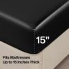 BEDELITE Satin Fitted Sheet and Pillowcases Set, Luxury Soft Similar to Silk Bottom Bed Sheet with Elastic Corner Straps, Deep Pocket up to 15 Inch, 1 Fitted Sheet and 2 Pillowcases(Queen, Black) - Image 5