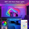 20Ft Neon Rope Lights,Flexible Led Rope Lights Control with App/Remote,Multiple Modes Rope Lights,IP65 Outdoor RGB Led Neon Lights Waterproof,Music Sync Gaming Led Neon Light Strip for Bedroom Decor - Image 2