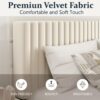 King Size Bed Frame,King Size Platform Bed Frame and Velvet Upholstered Headboard with Strong Wood Slats, Box Spring Optional, Mattress Foundation, Easy Assembly Beige - Image 4