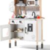 Tiny Land Play Kitchen for Kids, Wooden Kids Play Kitchen Playset Chef Pretend Play Set for Toddlers with Real Lights & Sounds, Toys Kitchen with 18 Pcs Toy Food & Cookware Accessories - Image 4