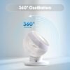 IRIS USA WOOZOO Desk Fan with Remote, 360° Oscillating Table Air Circulator, 3 Speeds, 52ft Max Air Distance, Adjustable Tilt, 13 Inches, Low Noise Motor, Small Fan for Bedroom, Office, Dorm, White - Image 3