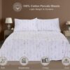 ZOYER 100% Cotton Sheets - Cooling & Crisp Full Size Percale Bed Sheets, 16" Deep Pockets Full Bedding Set, Lightweight & Breathable, Durable, 4 Pieces, Fairy Meadows - Image 3