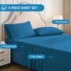 Twin Sheets Set, 3 Pieces Hotel Luxury Soft Microfiber Bed Sheets Set, Up to 16" Deep Pockets, Oeko-Tex Sheets with Elastic, Breathable, Wrinkle Free (Peacock Blue,Twin) - Image 3