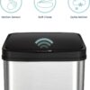 NINESTARS DZT-50-28 Automatic Touchless Motion Sensor Rectangular Trash Can, 13 Gal, Black Trim - Image 2
